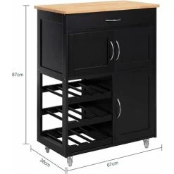SoBuy Kitchen Storage Trolley Serving Storage Cabinet,FKW45-SCH+ Free Wall Coat Rack FRG54-W -Vonshef shop 58370510 3