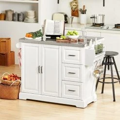 SoBuy Kitchen Extendable Island Kitchen Cabinet,FKW41-ST+ Free Wall Coat Rack FRG54-W -Vonshef shop 58370511 2