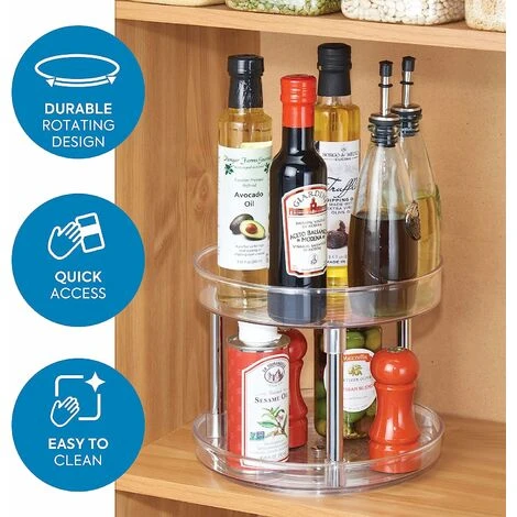 ECHOO Turntable For Cupboard, 2-tier Plastic Turntable, Turntable For Spices And Cooking Ingredients 2 ECHOO Turntable For Cupboard, 2-tier Plastic Turntable, Turntable For Spices And Cooking Ingredients - Image 2