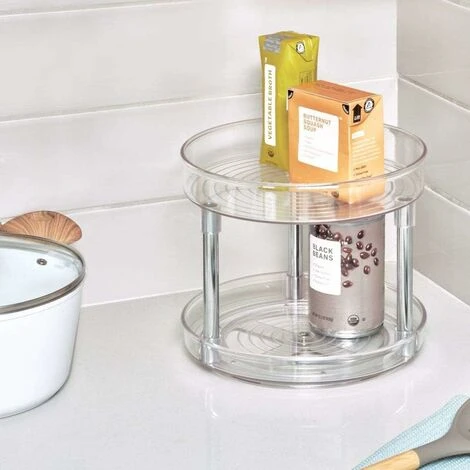 ECHOO Turntable For Cupboard, 2-tier Plastic Turntable, Turntable For Spices And Cooking Ingredients 5 ECHOO Turntable For Cupboard, 2-tier Plastic Turntable, Turntable For Spices And Cooking Ingredients - Image 5