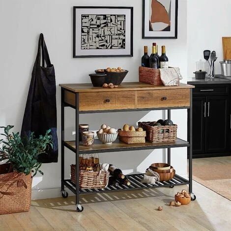 SoBuy Industrial Vintage Style Kitchen Trolley Cart Kitchen Storage Trolley Serving Trolley,FKW112-PF 5 SoBuy Industrial Vintage Style Kitchen Trolley Cart Kitchen Storage Trolley Serving Trolley,FKW112-PF - Image 5