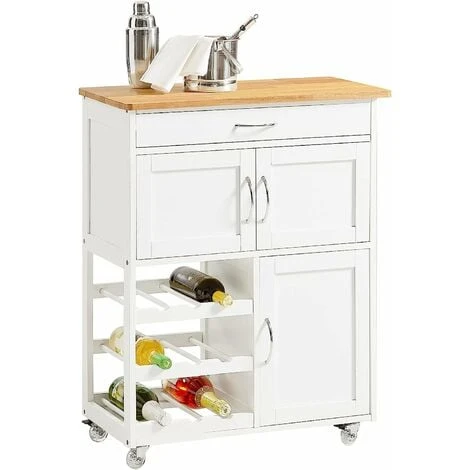 SoBuy Kitchen Storage Trolley Cart With Wheels 3 Drawers And Rubber Wood Worktop,FKW45-WN+ Free Wall Coat Rack FRG54-W 1 SoBuy Kitchen Storage Trolley Cart With Wheels 3 Drawers And Rubber Wood Worktop,FKW45-WN+ Free Wall Coat Rack FRG54-W