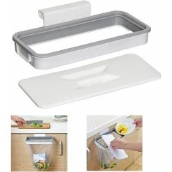 OSQI Cupboard Bin For Kitchen, Portable Trash Bag Holder Under Sink Bin Hanging Food Waste Over Door Bin Garbage Bag Holder