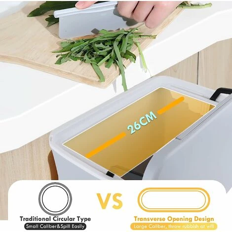 OSQI Hanging Kitchen Bin With Lid, Cupboard Bins For Kitchen Cabinet Door, Trash Can Waste Bins Under Sink Counter Top, Trash Bin For Bedroom Bathroom Office Motorhome 9L (White) 2 OSQI Hanging Kitchen Bin With Lid, Cupboard Bins For Kitchen Cabinet Door, Trash Can Waste Bins Under Sink Counter Top, Trash Bin For Bedroom Bathroom Office Motorhome 9L (White) - Image 2