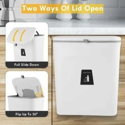 OSQI Hanging Kitchen Bin With Lid, Cupboard Bins For Kitchen Cabinet Door, Trash Can Waste Bins Under Sink Counter Top, Trash Bin For Bedroom Bathroom Office Motorhome 9L (White) 7 OSQI Hanging Kitchen Bin With Lid, Cupboard Bins For Kitchen Cabinet Door, Trash Can Waste Bins Under Sink Counter Top, Trash Bin For Bedroom Bathroom Office Motorhome 9L (White) -Vonshef shop 59411863 3