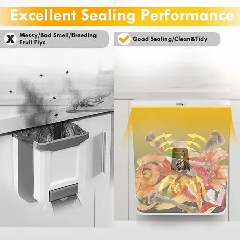 OSQI Hanging Kitchen Bin With Lid, Cupboard Bins For Kitchen Cabinet Door, Trash Can Waste Bins Under Sink Counter Top, Trash Bin For Bedroom Bathroom Office Motorhome 9L (White) 4 OSQI Hanging Kitchen Bin With Lid, Cupboard Bins For Kitchen Cabinet Door, Trash Can Waste Bins Under Sink Counter Top, Trash Bin For Bedroom Bathroom Office Motorhome 9L (White) - Image 4