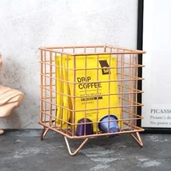 OSQI Coffee Pod Cage Holder Compatible With Nespresso & Tassimo Metal Wire Basket Capsule Storage Geometric Decor (Rose Gold) -Vonshef shop 59411864 5