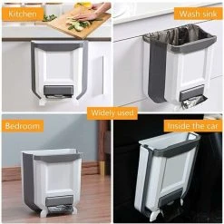 OSQI Kitchen Bin Plastic Folding Wall Mounted For Cupboard Door Hanging Trash Can 8L (White) 7 OSQI Kitchen Bin Plastic Folding Wall Mounted For Cupboard Door Hanging Trash Can 8L (White) -Vonshef shop 59411867 3
