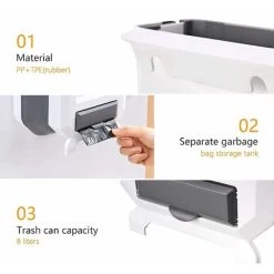 OSQI Kitchen Bin Plastic Folding Wall Mounted For Cupboard Door Hanging Trash Can 8L (White) 8 OSQI Kitchen Bin Plastic Folding Wall Mounted For Cupboard Door Hanging Trash Can 8L (White) -Vonshef shop 59411867 4