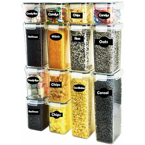 Oypla 14pc Airtight Reusable Plastic Kitchen Pantry Food Storage Container Organiser Set 1 Oypla 14pc Airtight Reusable Plastic Kitchen Pantry Food Storage Container Organiser Set