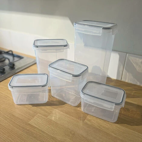 Oypla 14pc Airtight Reusable Plastic Kitchen Pantry Food Storage Container Organiser Set 2 Oypla 14pc Airtight Reusable Plastic Kitchen Pantry Food Storage Container Organiser Set - Image 2