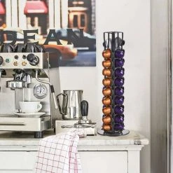 OSQI Nespresso Holders Nespresso Coffee Capsule Holder Nespresso Pod Capsule Dispenser Holder 40 Pieces 360 Degree Rotating Capsule Holder,Black -Vonshef shop 59940711 3