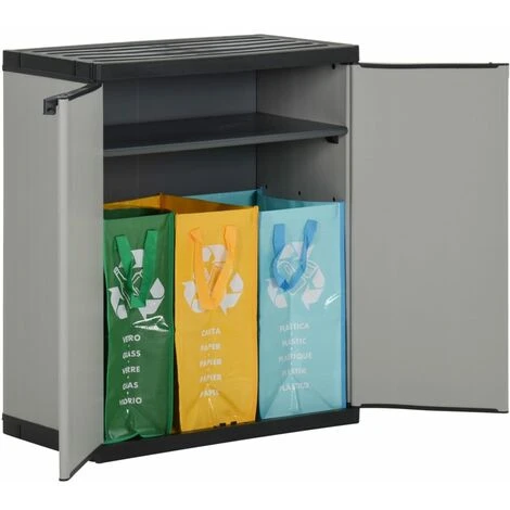 Garden Waste Cabinet Grey And Black 68x40x85 Cm PP VidaXL 2 Garden Waste Cabinet Grey And Black 68x40x85 Cm PP VidaXL - Image 2