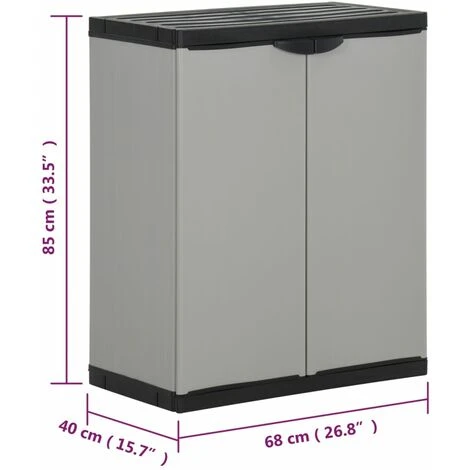 Garden Waste Cabinet Grey And Black 68x40x85 Cm PP VidaXL 3 Garden Waste Cabinet Grey And Black 68x40x85 Cm PP VidaXL - Image 3