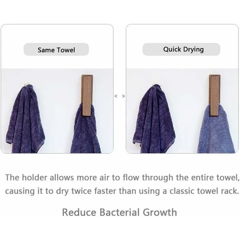 OSQI Modern Wooden Towel Holders -Set Of 2 Self Adhesive Towel Hook Wood Wall Mounted Towel Holder Home Decor- Durable, Easy Installation,Firmly Holds Towel (Walnut) 4 OSQI Modern Wooden Towel Holders -Set Of 2 Self Adhesive Towel Hook Wood Wall Mounted Towel Holder Home Decor- Durable, Easy Installation,Firmly Holds Towel (Walnut) - Image 4