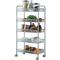 TALKEACH Honeycomb Mesh Style Five Layers Removable Storage Cart Kitchen Silver -Vonshef shop 61210958 3