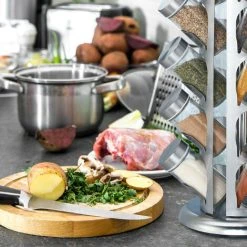 Relaxdays Spice Rack, 20 Glass Jars, Rotatable, Stainless Steel, H X D: Approx. 34 X 22 Cm, Silver -Vonshef shop 61316773 3