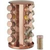 Relaxdays Spice Rack, 20 Glass Jars, Rotatable, Stainless Steel, H X D: Approx. 34 X 22 Cm, Copper