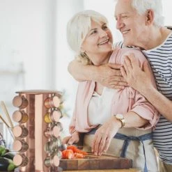Relaxdays Spice Rack, 20 Glass Jars, Rotatable, Stainless Steel, H X D: Approx. 34 X 22 Cm, Copper -Vonshef shop 61317333 5 1