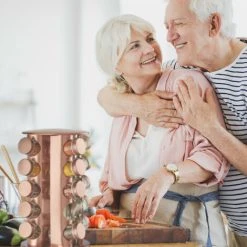 Relaxdays Spice Rack, 20 Glass Jars, Rotatable, Stainless Steel, H X D: Approx. 34 X 22 Cm, Copper -Vonshef shop 61317333 5