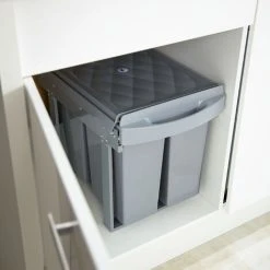 Relaxdays Built-in Waste Bin 3 Compartments 20 And 2x10 L, Pull-out Disposal Unit, Recycling, HxWxD: 41x33.5x52 Cm, Grey -Vonshef shop 61317768 3
