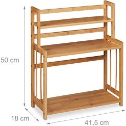 Relaxdays Spice Rack Bamboo, Adjustable, Kitchen Organiser, Space-Saving, 3 Shelves, HxWxD: 50 X 41.5 X 18 Cm, Natural -Vonshef shop 61319109 4