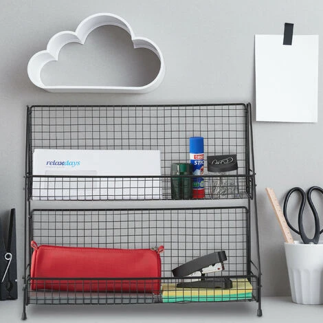 Relaxdays Metal Spice Rack, 2 Tiers, Standing Jar Holder, For Herbs, Kitchen Organiser, HxWxD: 35 X 40 X 16 Cm, Black 2 Relaxdays Metal Spice Rack, 2 Tiers, Standing Jar Holder, For Herbs, Kitchen Organiser, HxWxD: 35 X 40 X 16 Cm, Black - Image 2