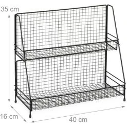Relaxdays Metal Spice Rack, 2 Tiers, Standing Jar Holder, For Herbs, Kitchen Organiser, HxWxD: 35 X 40 X 16 Cm, Black 8 Relaxdays Metal Spice Rack, 2 Tiers, Standing Jar Holder, For Herbs, Kitchen Organiser, HxWxD: 35 X 40 X 16 Cm, Black -Vonshef shop 61320669 4
