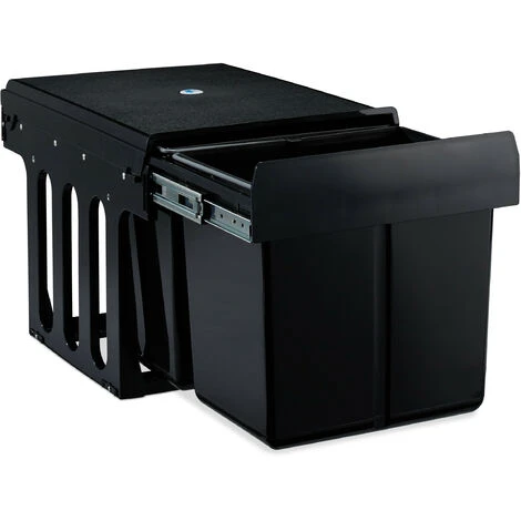 Relaxdays Built-in Waste Bin 2 Compartment 15L Each, Pull-out Disposal Unit, Recycling, HWD: 35 X 33.5 X 47.5 Cm, Black 1 Relaxdays Built-in Waste Bin 2 Compartment 15L Each, Pull-out Disposal Unit, Recycling, HWD: 35 X 33.5 X 47.5 Cm, Black