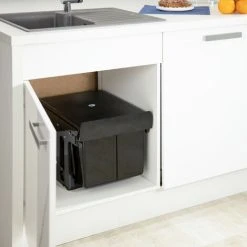 Relaxdays Built-in Waste Bin 2 Compartment 15L Each, Pull-out Disposal Unit, Recycling, HWD: 35 X 33.5 X 47.5 Cm, Black 7 Relaxdays Built-in Waste Bin 2 Compartment 15L Each, Pull-out Disposal Unit, Recycling, HWD: 35 X 33.5 X 47.5 Cm, Black -Vonshef shop 61996076 3
