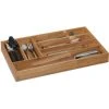 Relaxdays Cutlery Tray, 6 Compartments, Bamboo, 5 X 27.5 X 46 Cm, Narrow Kitchen Drawer Insert For Utensils, Natural