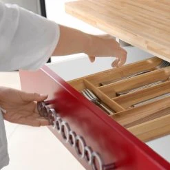 Relaxdays Cutlery Tray, 6 Compartments, Bamboo, 5 X 27.5 X 46 Cm, Narrow Kitchen Drawer Insert For Utensils, Natural -Vonshef shop 62026845 5