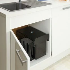 Relaxdays Built-in Waste Bin 2 Compartment 8L Each, Pull-out Disposal Unit, Recycling, HxWxD: 35 X 25.5 X 47.5 Cm, Black -Vonshef shop 62151289 3
