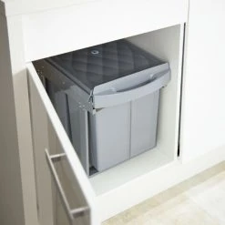 Relaxdays Built-in Waste Bin 2 Compartment 20 Volume Each, Pull-out Disposal Unit, Recycling, HWD: 41 X 34 X 52 Cm, Grey -Vonshef shop 62287744 3