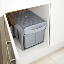 Relaxdays Built-in Waste Bin 2 Compartment 15L Each, Pull-out Disposal Unit, Recycling, HWD: 35 X 33.5 X 51.5 Cm, Grey -Vonshef shop 62331610 3
