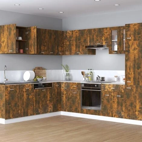 Hanging Cabinet Smoked Oak Engineered Wood VidaXL 2 Hanging Cabinet Smoked Oak Engineered Wood VidaXL - Image 2