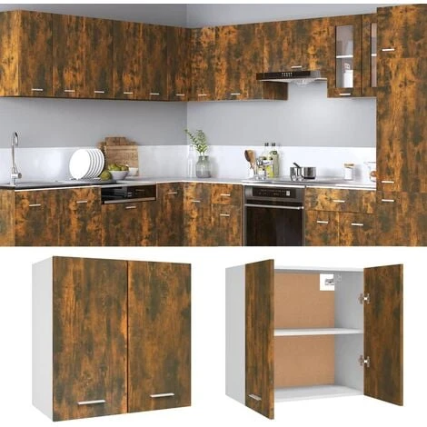 Hanging Cabinet Smoked Oak Engineered Wood VidaXL 4 Hanging Cabinet Smoked Oak Engineered Wood VidaXL - Image 4
