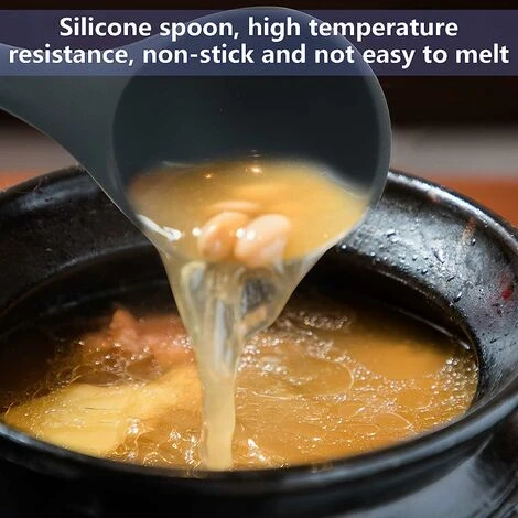 SOEKAVIA Silicone Ladle Spoon, Heat-Resistant Silicone Soup Ladle, Ergonomic Wooden Handle Comfortable Non-Slip Durable, Non-Stick Serving Spoon Suitable For Home & Kitchen, Cooking, Making Soup 31.2cm 3 SOEKAVIA Silicone Ladle Spoon, Heat-Resistant Silicone Soup Ladle, Ergonomic Wooden Handle Comfortable Non-Slip Durable, Non-Stick Serving Spoon Suitable For Home & Kitchen, Cooking, Making Soup 31.2cm - Image 3