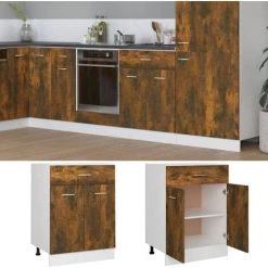 Drawer Bottom Cabinet Smoked Oak 60x46x81.5 Cm Engineered Wood VidaXL -Vonshef shop 64017191 4