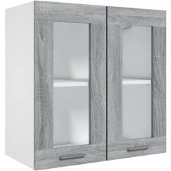 Hanging Glass Cabinet Grey Sonoma 60x31x60 Cm Engineered Wood VidaXL