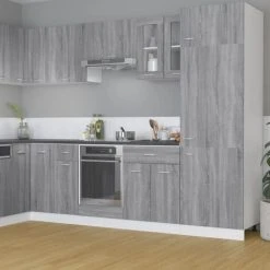 Alternative view of Hanging Glass Cabinet Grey Sonoma 60x31x60 Cm Engineered Wood VidaXL