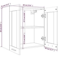 Hanging Glass Cabinet Grey Sonoma 60x31x60 Cm Engineered Wood VidaXL 7 Hanging Glass Cabinet Grey Sonoma 60x31x60 Cm Engineered Wood VidaXL -Vonshef shop 64017231 3