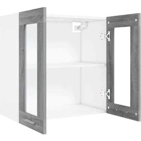 Hanging Glass Cabinet Grey Sonoma 60x31x60 Cm Engineered Wood VidaXL 5 Hanging Glass Cabinet Grey Sonoma 60x31x60 Cm Engineered Wood VidaXL - Image 5