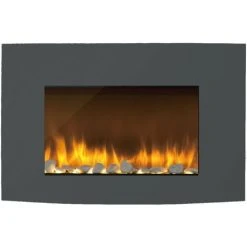 Innocenti ART90015 35 Inch Wall Mounted Curva Electric Fire Lava Grey