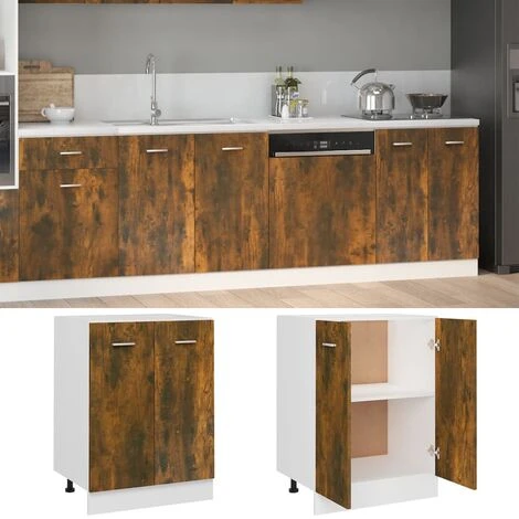 Bottom Cabinet Smoked Oak 60x46x81.5 Cm Engineered Wood VidaXL 4 Bottom Cabinet Smoked Oak 60x46x81.5 Cm Engineered Wood VidaXL - Image 4