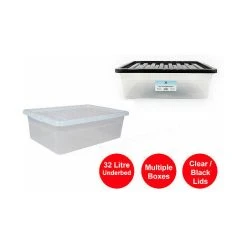Viss 32 Litre Plastic Storage Box - Multi Packs - Underbed Storage- Strong - Free P&P