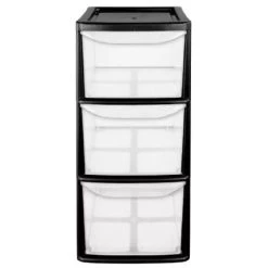Viss 3 Drawer Small Tower Storage Unit – Black