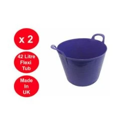 Viss 2 X 42 LITRE FLEXI TUB LARGE GARDEN CONTAINER FLEXIBLE STORAGE BUCKET PURPLE