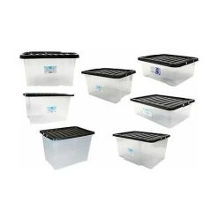 Viss HOME STORAGE BOXES - OFFICE USE - LARGE CONTAINERS - STACKABLE BOXES BLACK LID
