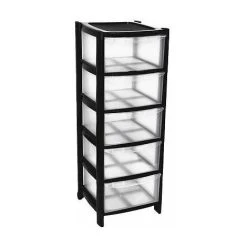 Viss 5 DRAWER PLASTIC STORAGE TOWER - 4 COLOURS - STRONG - HOME - SCHOOL